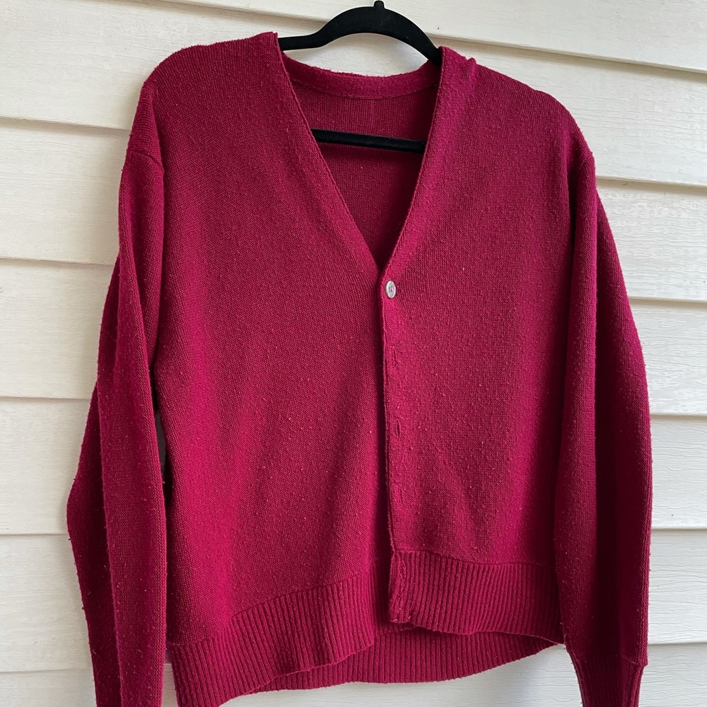 Vintage Unbranded Red Cardigan, Button Up Cardigan
